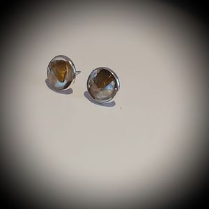 Tiger's Eye and Opal Stainless Steel Stud